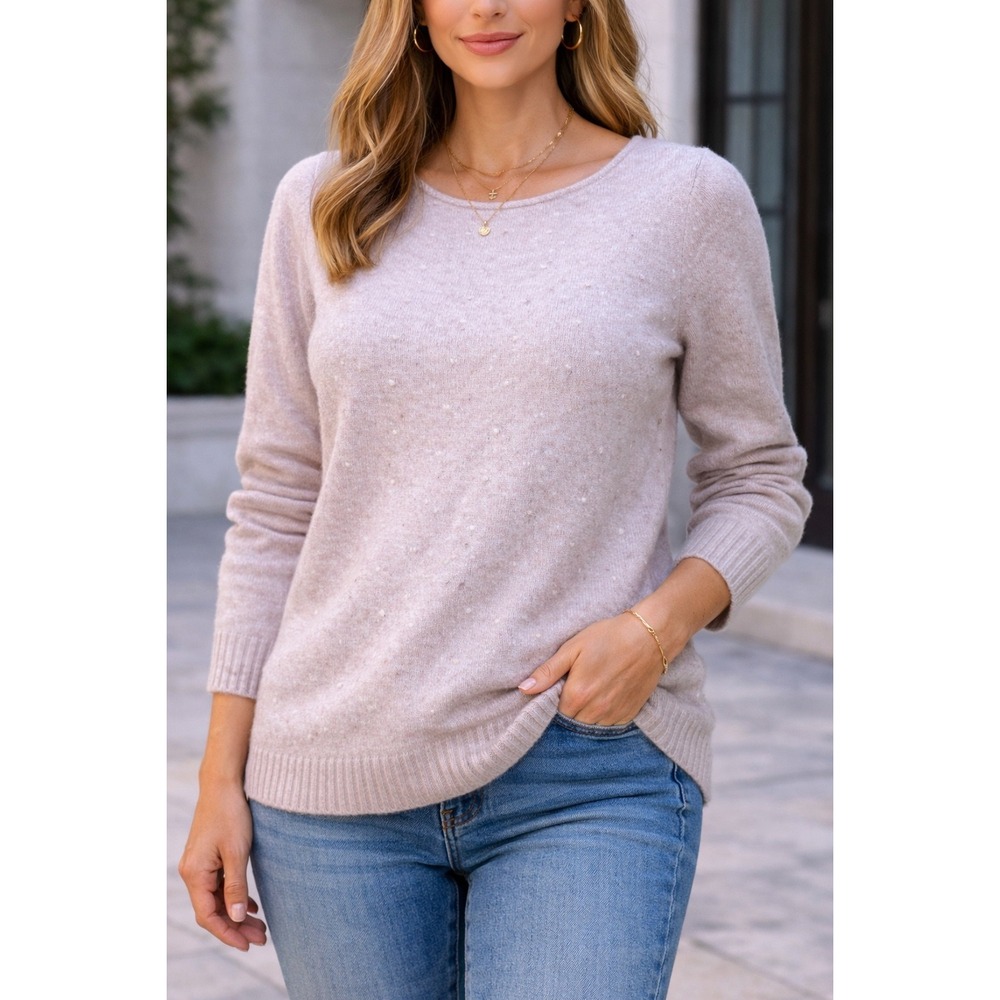 Benedetta B. Merino Wool Cashmere Blend Sweater‎ Pink Textured Knit XL Italy